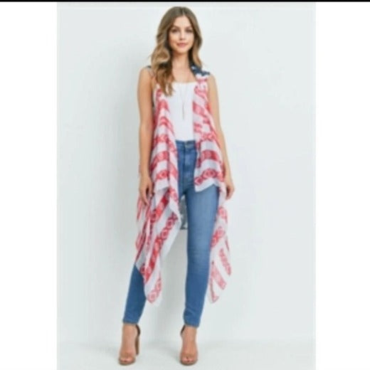 Lightweight American Flag Kimono for Women - Cloth and Things